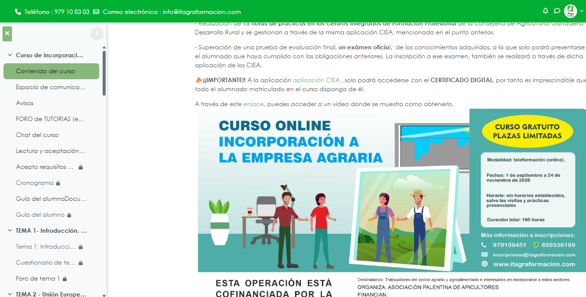 Recursos digitales del curso de Gestión e Incorporación a la Empresa Agraria